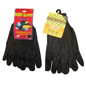 2 Pairs Men's Brown Jersey Work Gloves Large Glove Crafter & Duro Gloves NEW Lot